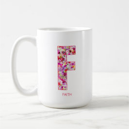Personalized Initial | Floral Letter F Monogram Koffiemok