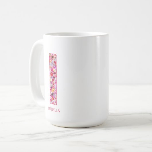 Personalized Initial | Floral Letter I Monogram  Koffiemok (Voorkant links)