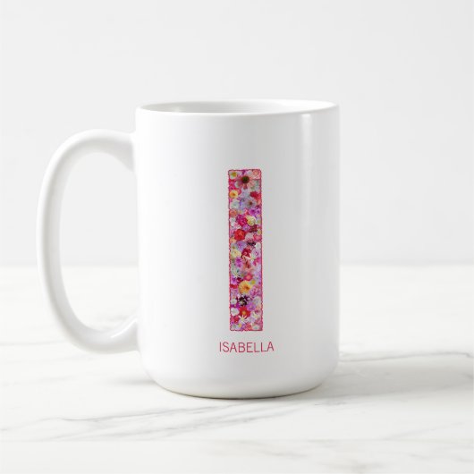 Personalized Initial | Floral Letter I Monogram  Koffiemok (Links)