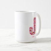 Personalized Initial | Floral Letter J Monogram  Koffiemok (Voorkant rechts)
