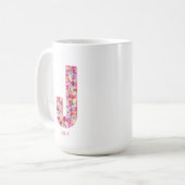Personalized Initial | Floral Letter J Monogram  Koffiemok (Voorkant links)