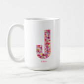 Personalized Initial | Floral Letter J Monogram  Koffiemok (Links)