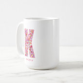 Personalized Initial | Floral Letter K Monogram  Koffiemok (Voorkant links)