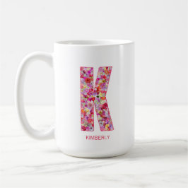 Personalized Initial | Floral Letter K Monogram Koffiemok