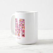 Personalized Initial | Floral Letter M Monogram Koffiemok (Voorkant links)