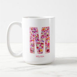 Personalized Initial | Floral Letter M Monogram Koffiemok