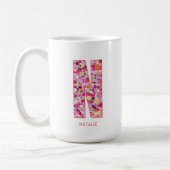 Personalized Initial | Floral Letter N Monogram  Koffiemok (Links)
