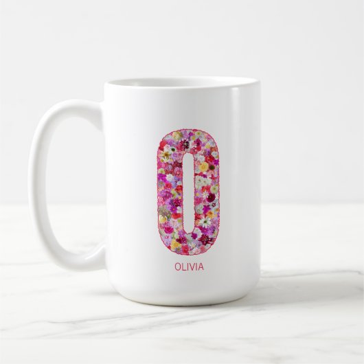 Personalized Initial | Floral Letter O Monogram  Koffiemok (Links)