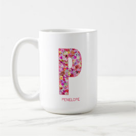 Personalized Initial | Floral Letter P Monogram Koffiemok