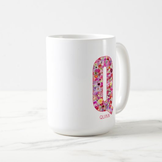 Personalized Initial | Floral Letter Q Monogram  Koffiemok (Voorkant rechts)