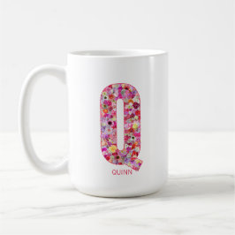 Personalized Initial | Floral Letter Q Monogram Koffiemok