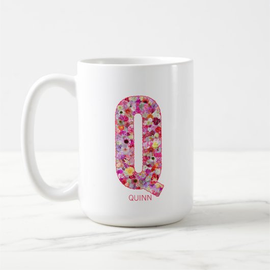 Personalized Initial | Floral Letter Q Monogram  Koffiemok (Links)