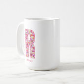 Personalized Initial | Floral Letter R Monogram Koffiemok (Voorkant links)