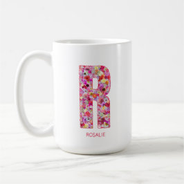 Personalized Initial | Floral Letter R Monogram Koffiemok