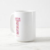 Personalized Initial | Floral Letter R Monogram Koffiemok (Voorkant links)