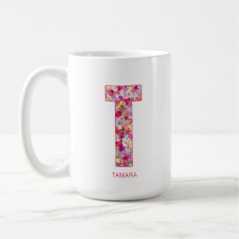 Personalized Initial | Floral Letter R Monogram Koffiemok
