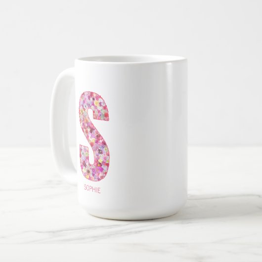 Personalized Initial | Floral Letter S Monogram Koffiemok (Voorkant links)