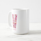 Personalized Initial | Floral Letter V Monogram Koffiemok (Voorkant links)
