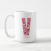 Personalized Initial | Floral Letter V Monogram  Koffiemok (Links)