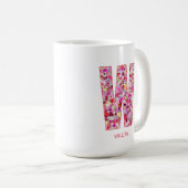 Personalized Initial | Floral Letter W Monogram  Koffiemok (Voorkant rechts)