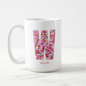 Personalized Initial | Floral Letter W Monogram Koffiemok (Links)