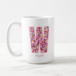 Personalized Initial | Floral Letter W Monogram Koffiemok