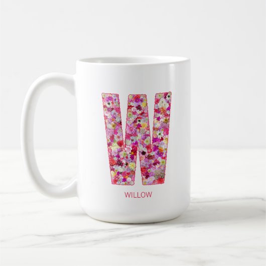 Personalized Initial | Floral Letter W Monogram  Koffiemok (Links)