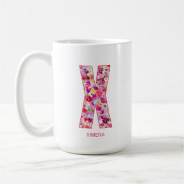 Personalized Initial | Floral Letter X Monogram Koffiemok