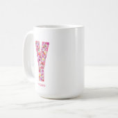 Personalized Initial | Floral Letter Y Monogram Koffiemok (Voorkant links)