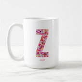 Personalized Initial | Floral Letter Z Monogram  Koffiemok (Links)