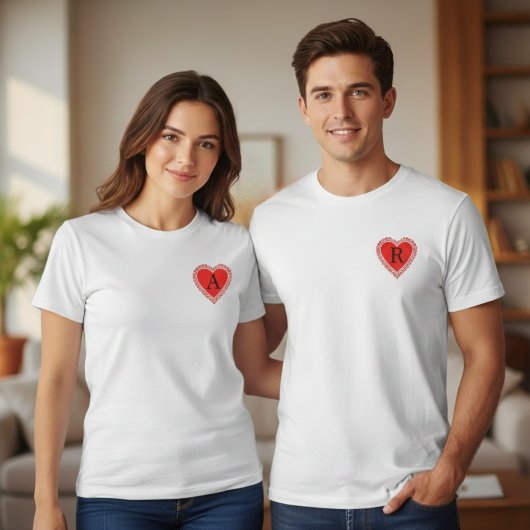 Personalized Initial Heart T-Shirt, Customizable I T-shirt