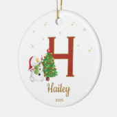 Personalized Initial Letter Custom Name Snowman Keramisch Ornament (Links)