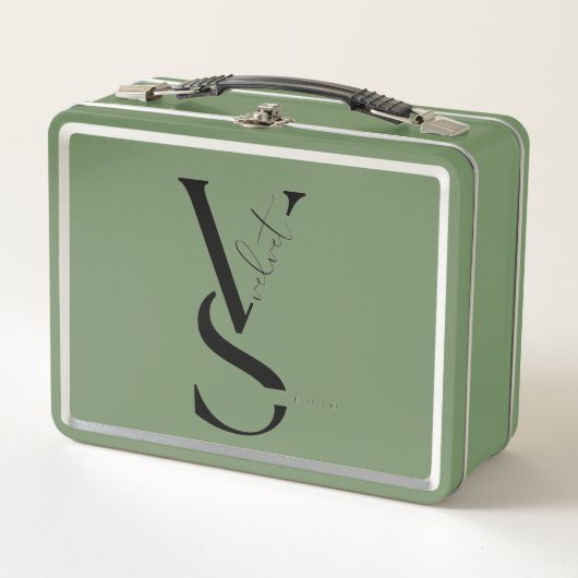 Personalized Initial Monogram Metal Lunch Pail (Voorkant)