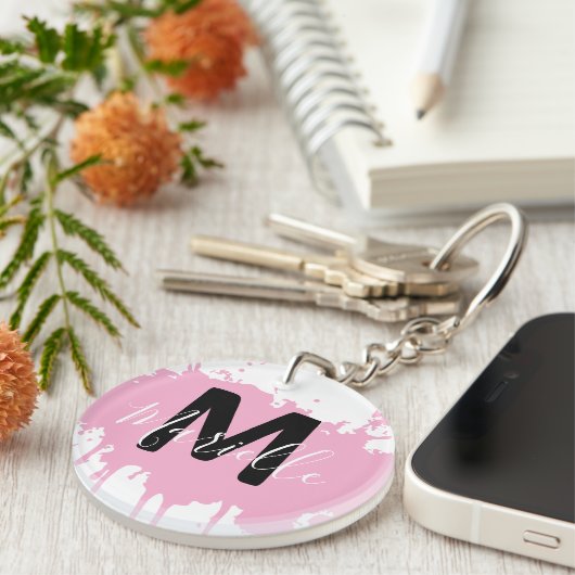 Personalized Initial & Name Acrylic Bag Charm Sleutelhanger (Voorkant Rechts)