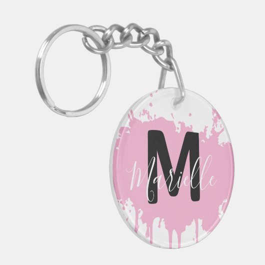 Personalized Initial & Name Acrylic Bag Charm Sleutelhanger (Voorkant Links)