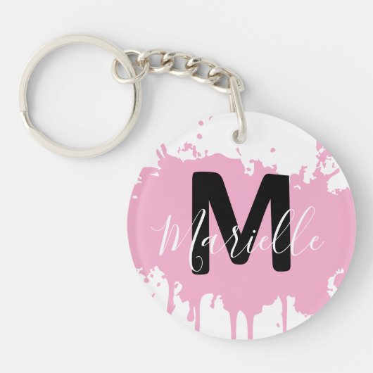 Personalized Initial & Name Acrylic Bag Charm Sleutelhanger (Voorkant)