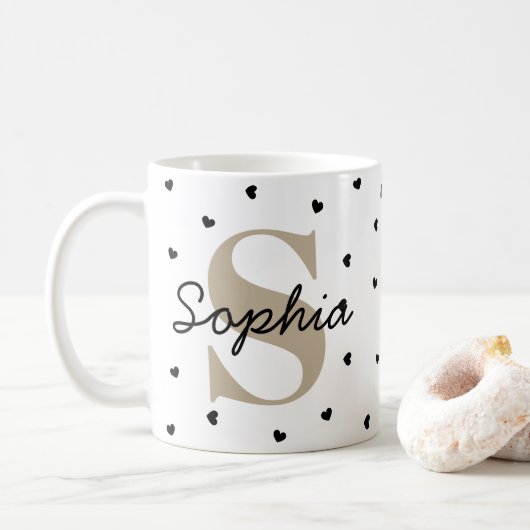Personalized Initial & Name Mug – Gift Cup Koffiemok (Met donut)