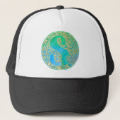 Personalized Initial 'S' Hat - Gold Teal Mandala Trucker Pet (Voorkant)