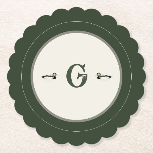 Personalized Initial Vintage Duck Coaster Kartonnen Onderzetters (Voorkant)