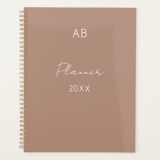 Personalized Initials Planner - Minimalist Coffee  (Voorkant)