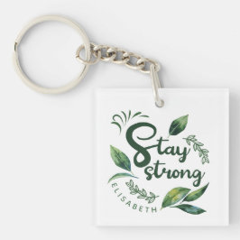 Personalized Inspirational Quote with Green Leaves Sleutelhanger
