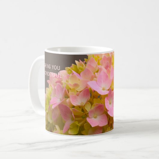 Personalized Inspirational Spring Hydrangea Flower Koffiemok (Voorkant links)
