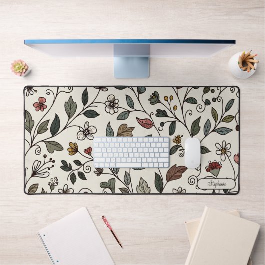 Personalized Intricate Floral Vine Workspace Bureaumat (Kantoor 1)