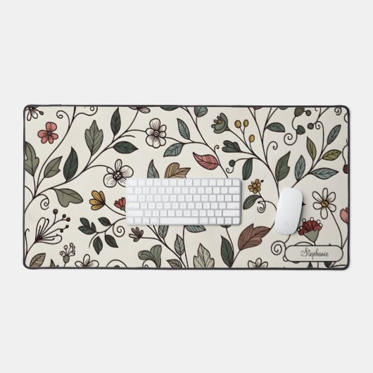 Personalized Intricate Floral Vine Workspace Bureaumat (Keyboard & Muis)