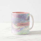 Personalized Iridescent Pastel Cloud Sky Tweekleurige Koffiemok (Voorkant rechts)