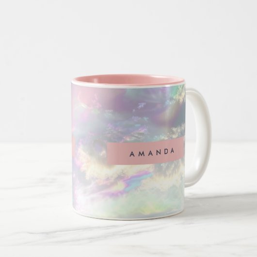 Personalized Iridescent Pastel Cloud Sky Tweekleurige Koffiemok (Voorkant rechts)