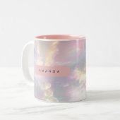 Personalized Iridescent Pastel Cloud Sky Tweekleurige Koffiemok (Voorkant links)