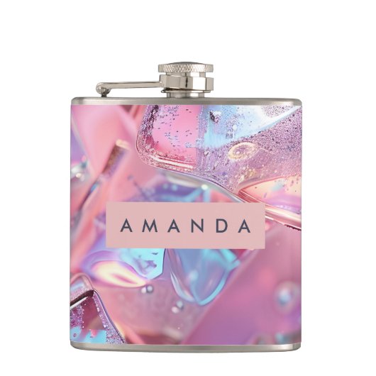 Personalized Iridescent Pink Ice with Shimmer Heupfles (Voorkant)