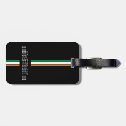 Personalized Irish Flag Patriotic Ireland Stripes Bagagelabel (Achterkant horizontaal)