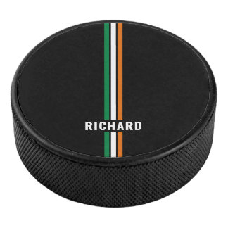 Personalized Irish Flag Patriotic Ireland Stripes Hockey Puck